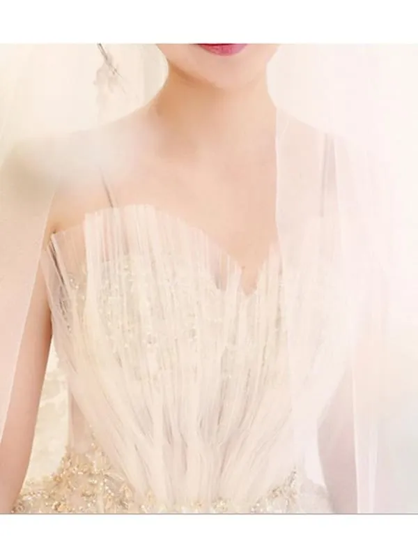 A-Line Wedding Dresses V Neck Cathedral Train Lace Spaghetti Strap
