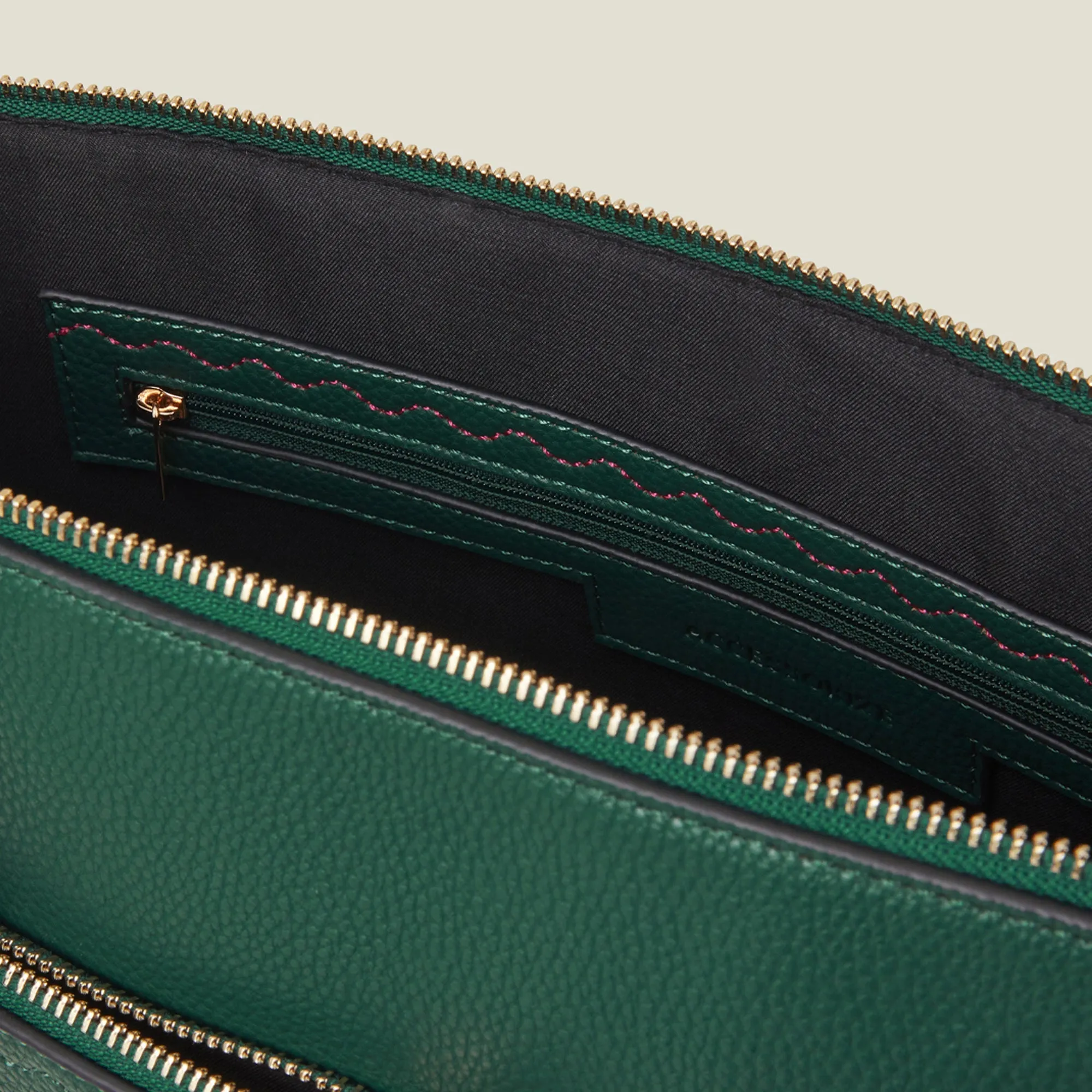 Accessorize London Women's Green Zip Pocket Faux Leather Tote Bag