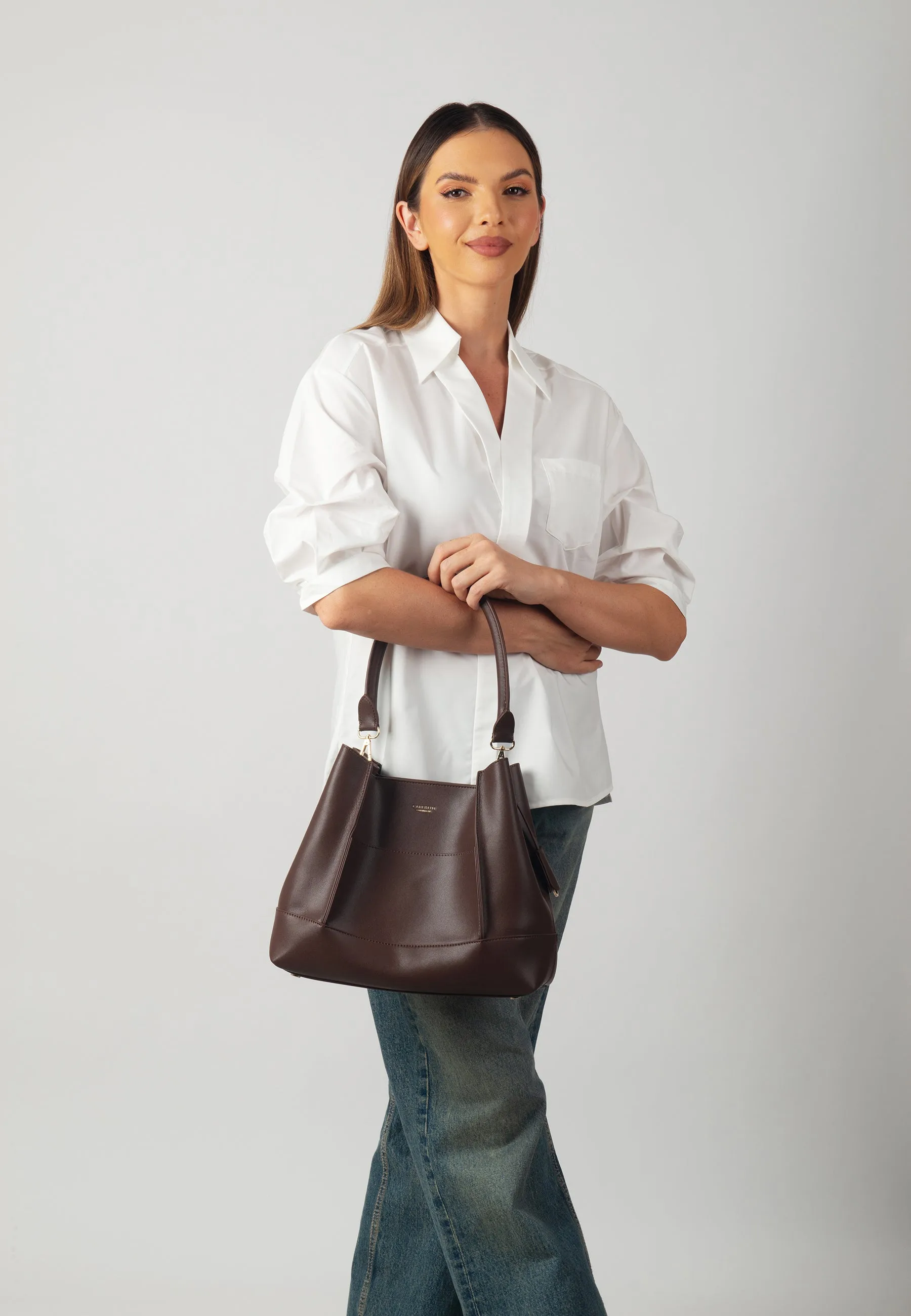 Adaline Genuine Leather Handbag (Brown)