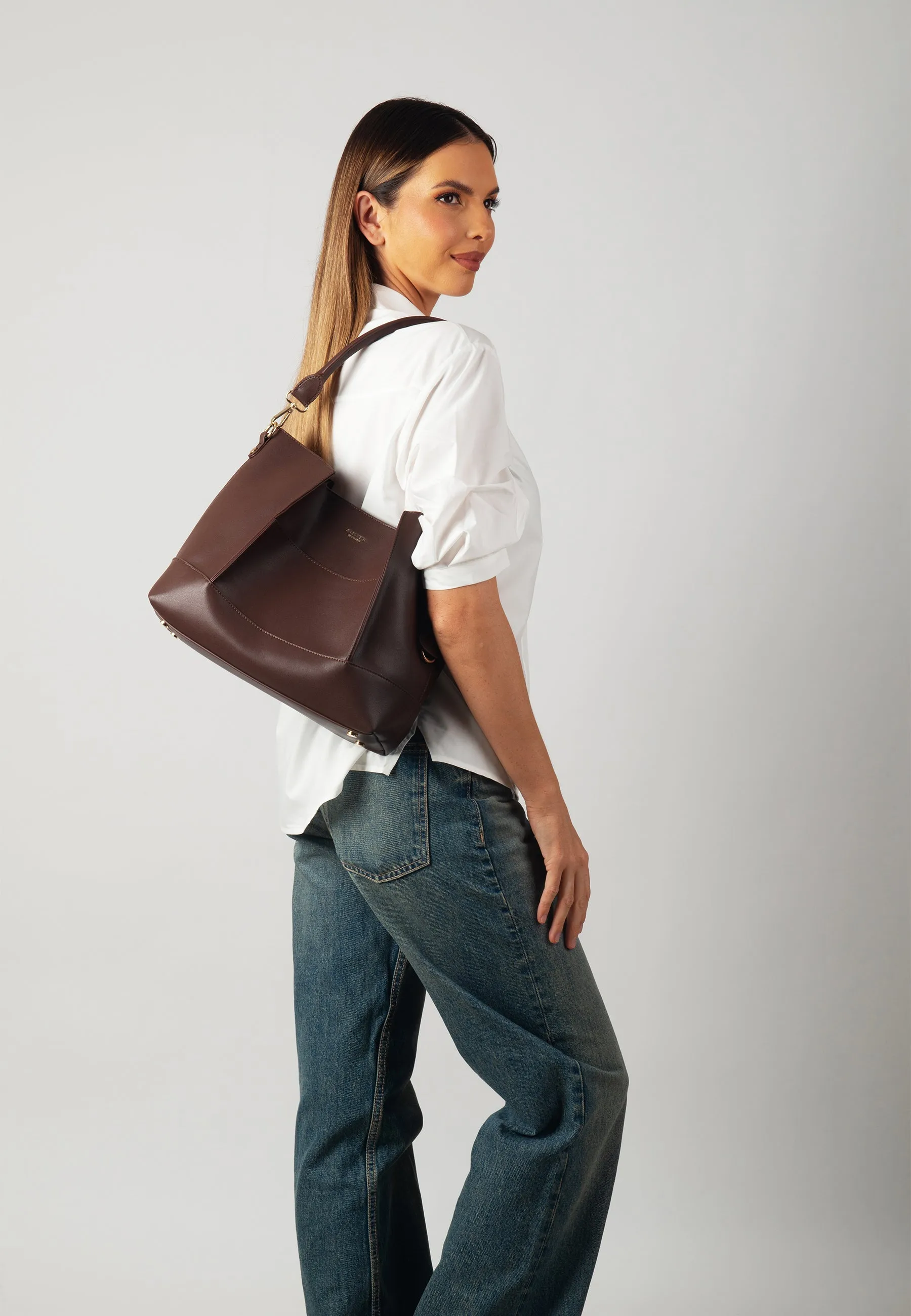 Adaline Genuine Leather Handbag (Brown)