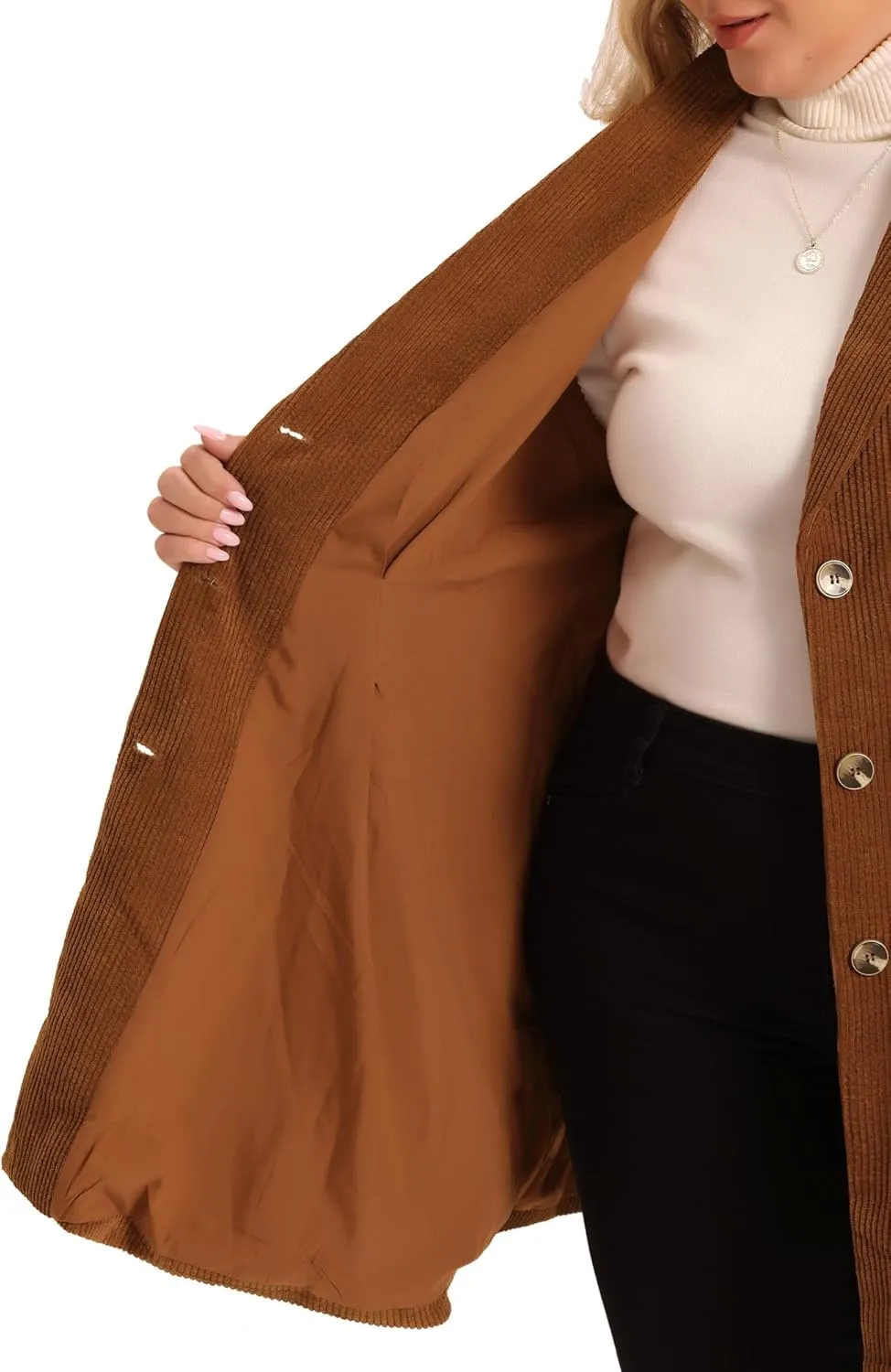 Agnes Orinda Plus Size Corduroy Vests for Women Lightweight Single Breasted Casual Sleeveless Vest Jacket