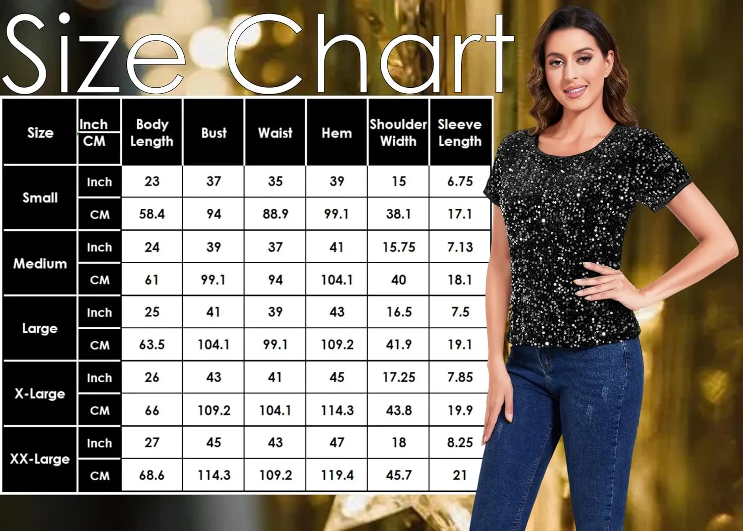 Anna-Kaci Women's Sparkly Sequin Velvet Tops Short Sleeve Crew Neck Shirt Party Club Blouse