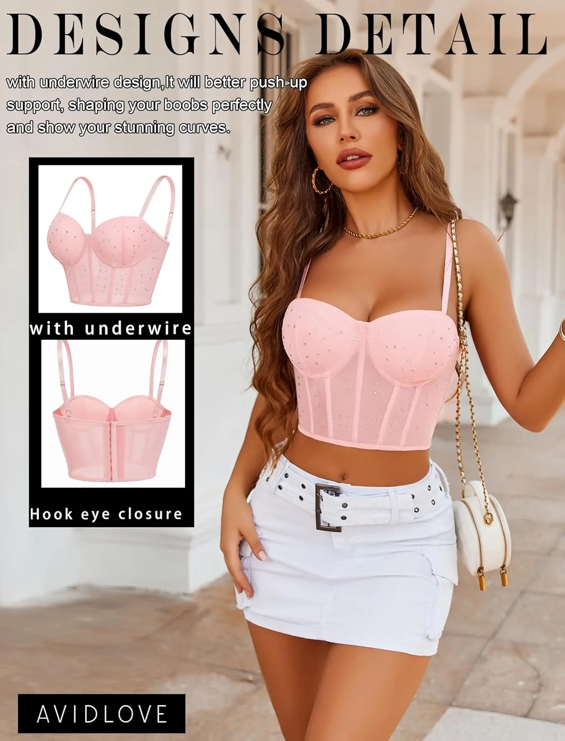 Avidlove Corset Tops For Women Push Up Bustier lingerie Y2K Sexy Going Out Party Club Top