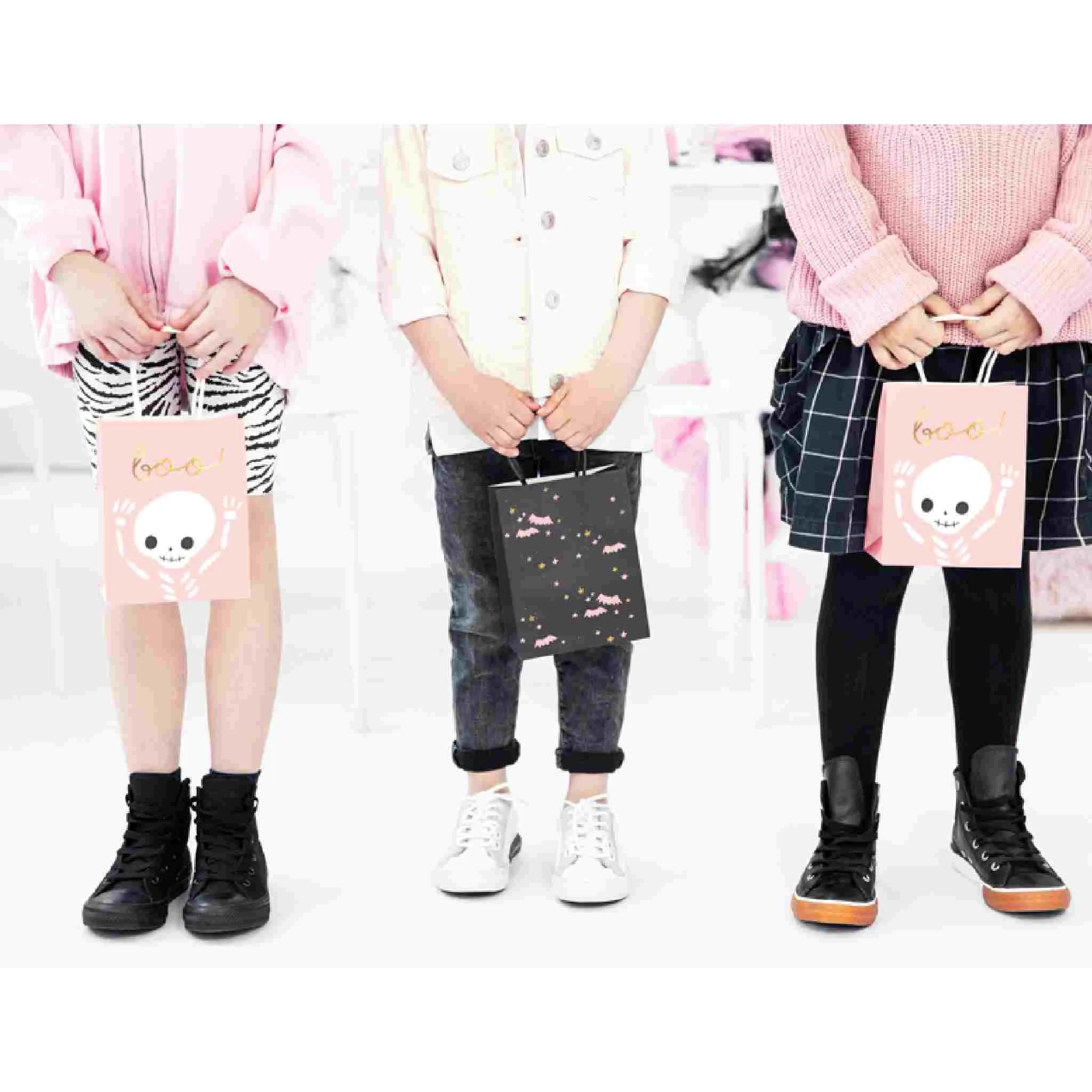 Black and Pink Bat Paper Treat Bags