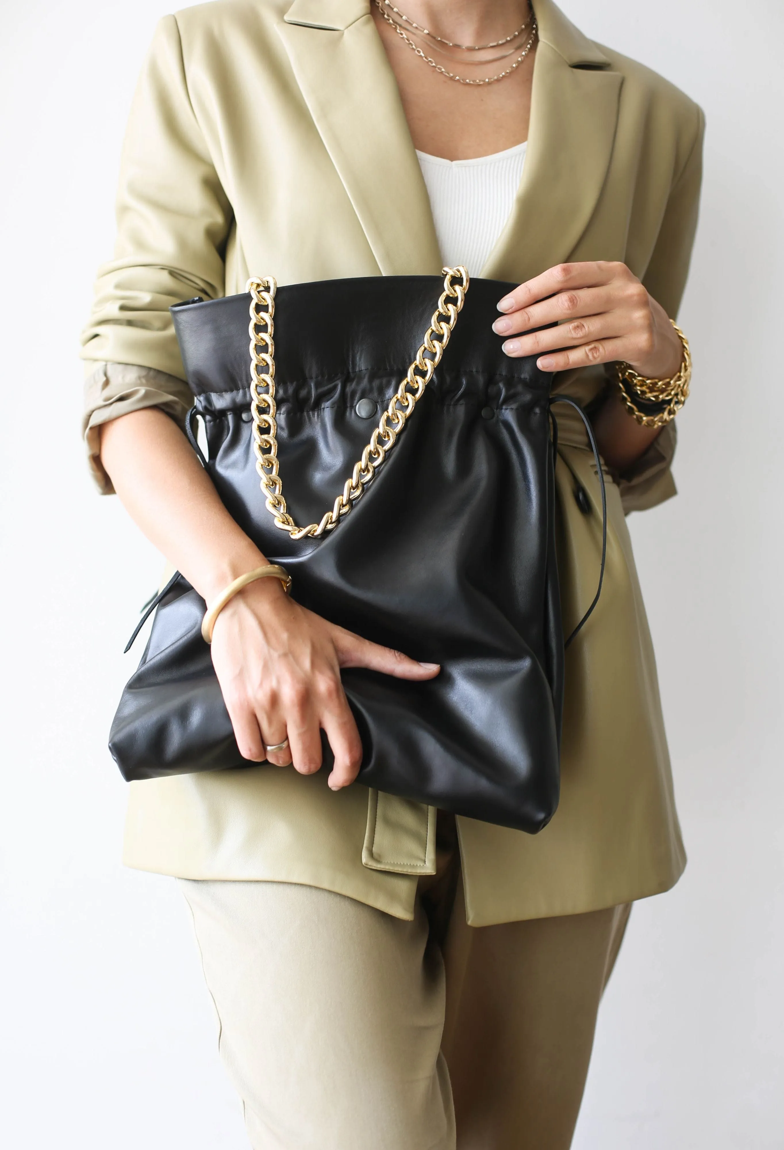 Black Large Soft Leather Bag