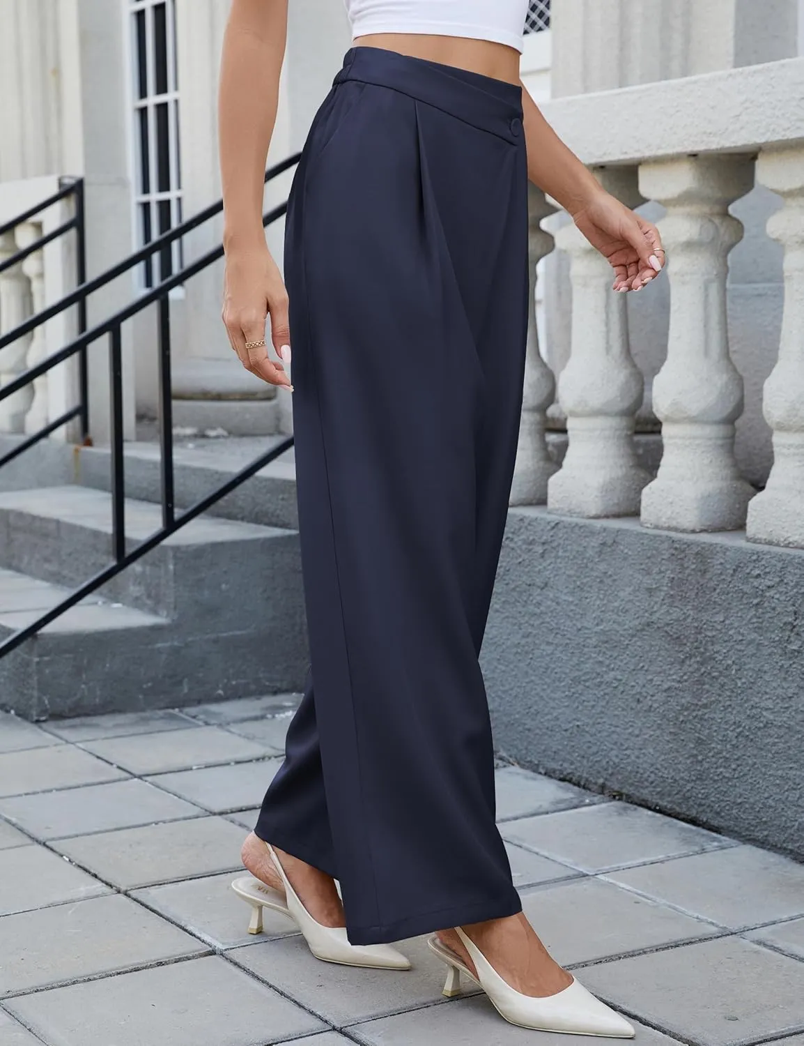 Blooming Jelly Women Wide Leg Dress Pants High Waisted Work Pant with Pocket Business Casual Outfits 2025