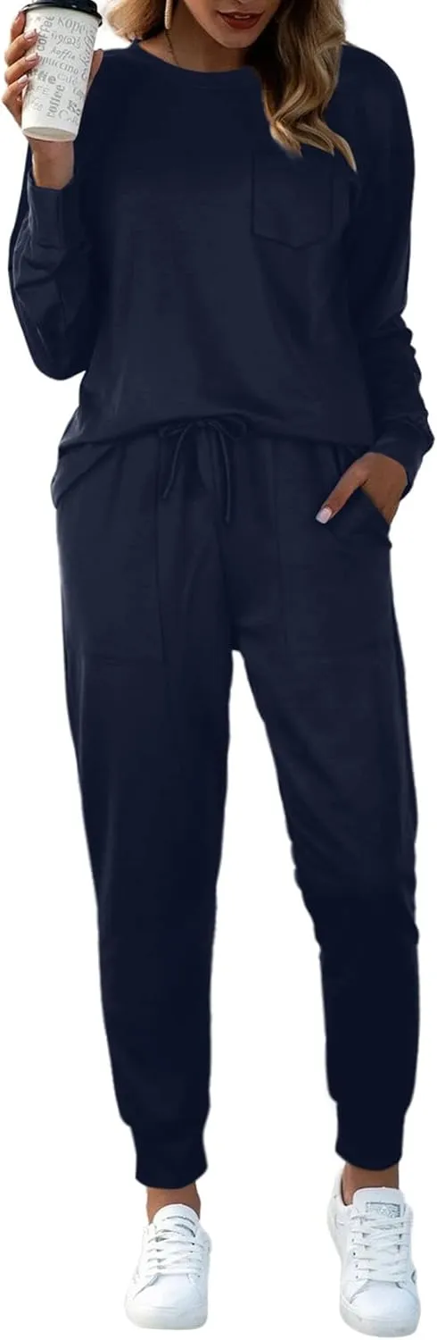 Bofell Lounge Sets for Women Two Piece Travel Outfits Sweatsuits 2 Piece Fashion 2024 Trendy Pajamas