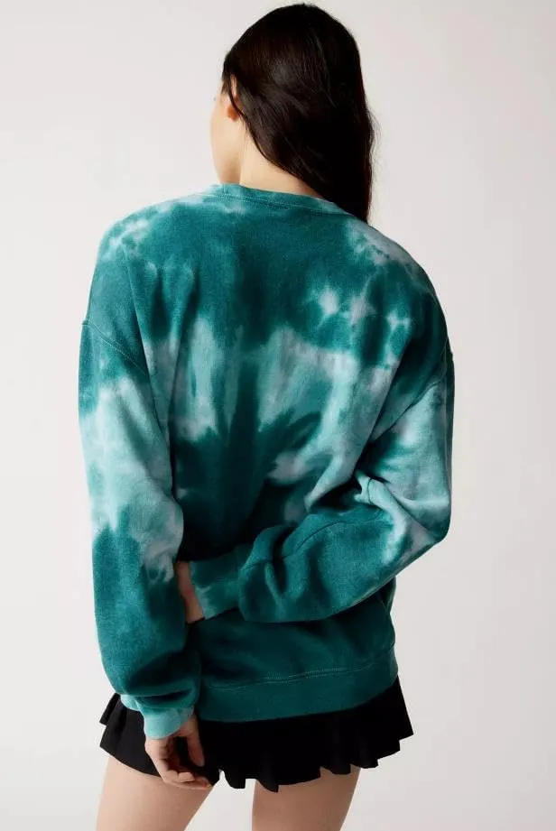 Bowanadacles Women's Heart Tie-dye Print Oversized Sweatshirt Long Sleeve Crewneck Pullover tops Valentine's Day Clothes