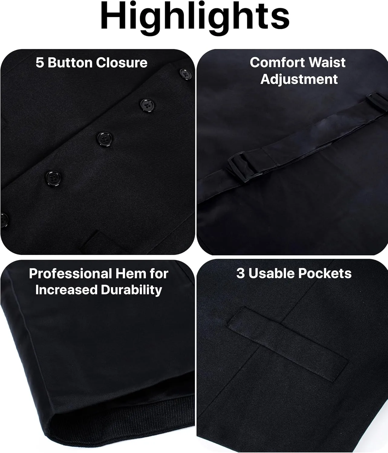 boxed-gifts Umo Lorenzo Black Formal Suit Vest for Men - Elegant Button Up Vest with Adjustable Waist Band