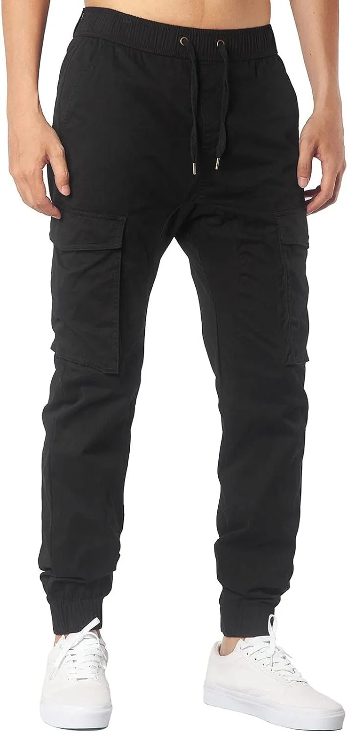 Cargo Pants for Men Big and Tall, Sports Outdoor Trousers Mens Sweatpants with Zipper Fly Tapered Gym Running Workout