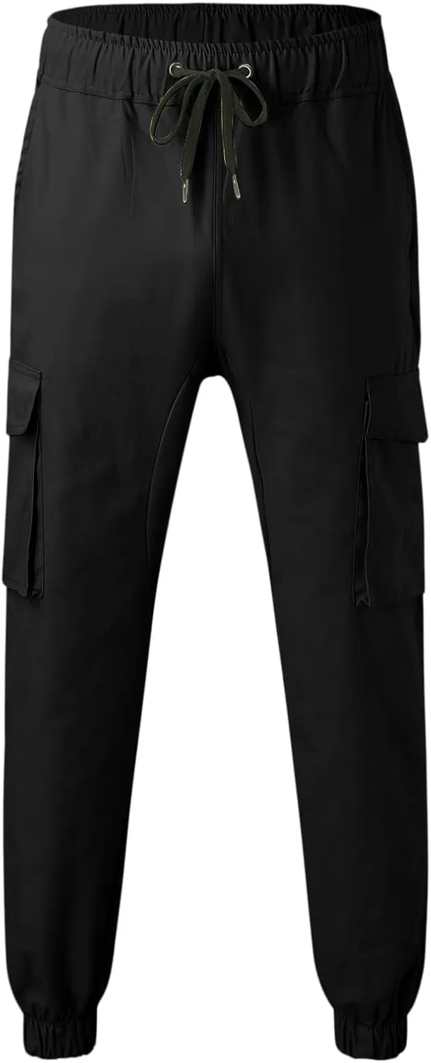 Cargo Pants for Men Big and Tall, Sports Outdoor Trousers Mens Sweatpants with Zipper Fly Tapered Gym Running Workout