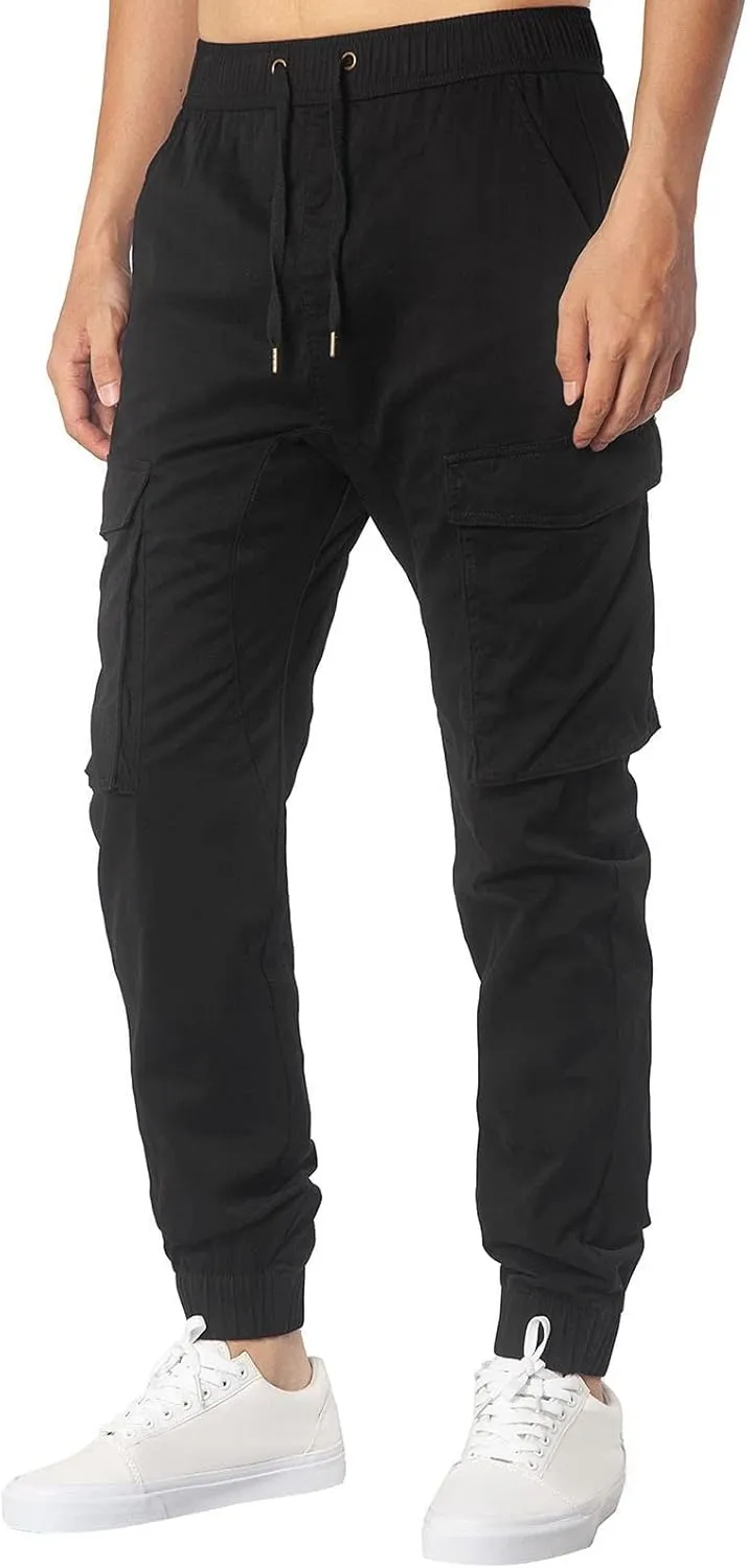 Cargo Pants for Men Big and Tall, Sports Outdoor Trousers Mens Sweatpants with Zipper Fly Tapered Gym Running Workout