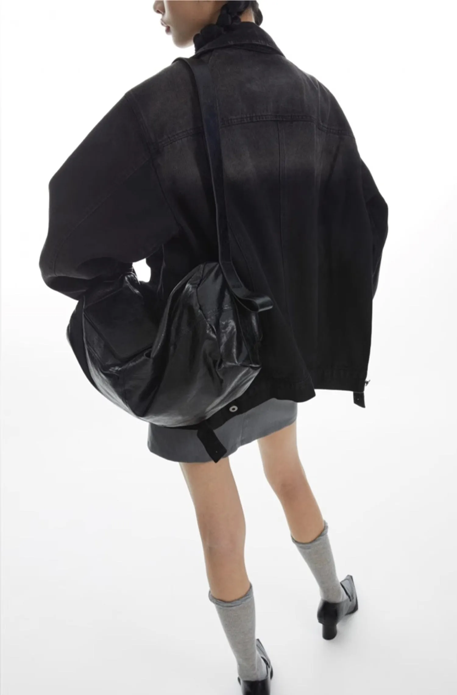 Chic Roll-Up Biker Soft Leather Shoulder Bag