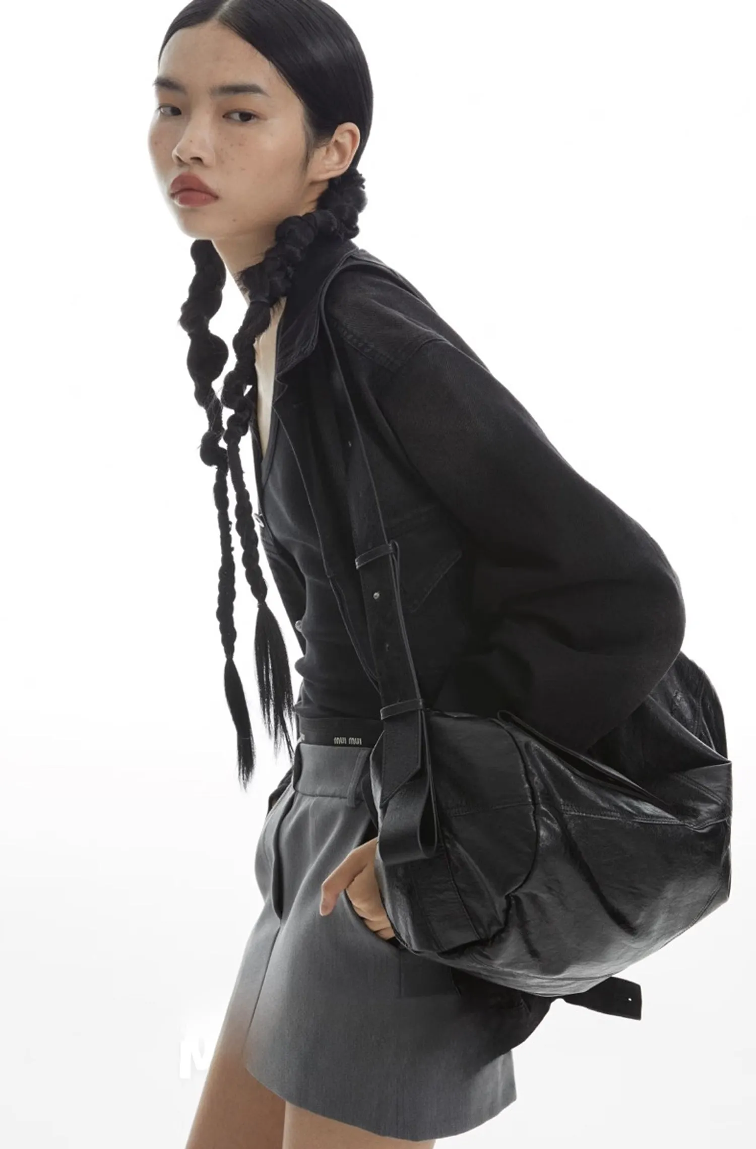 Chic Roll-Up Biker Soft Leather Shoulder Bag
