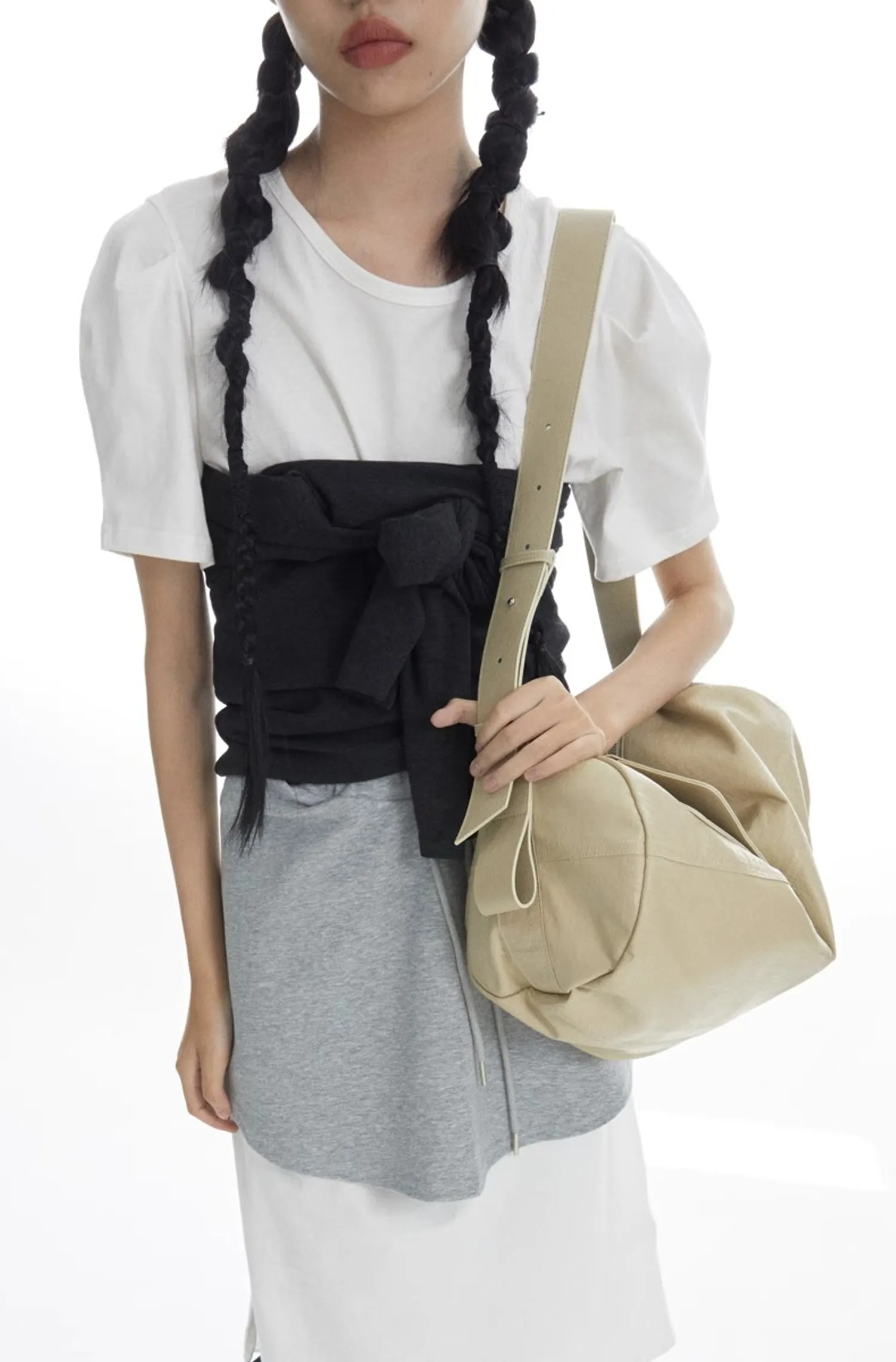 Chic Roll-Up Biker Soft Leather Shoulder Bag
