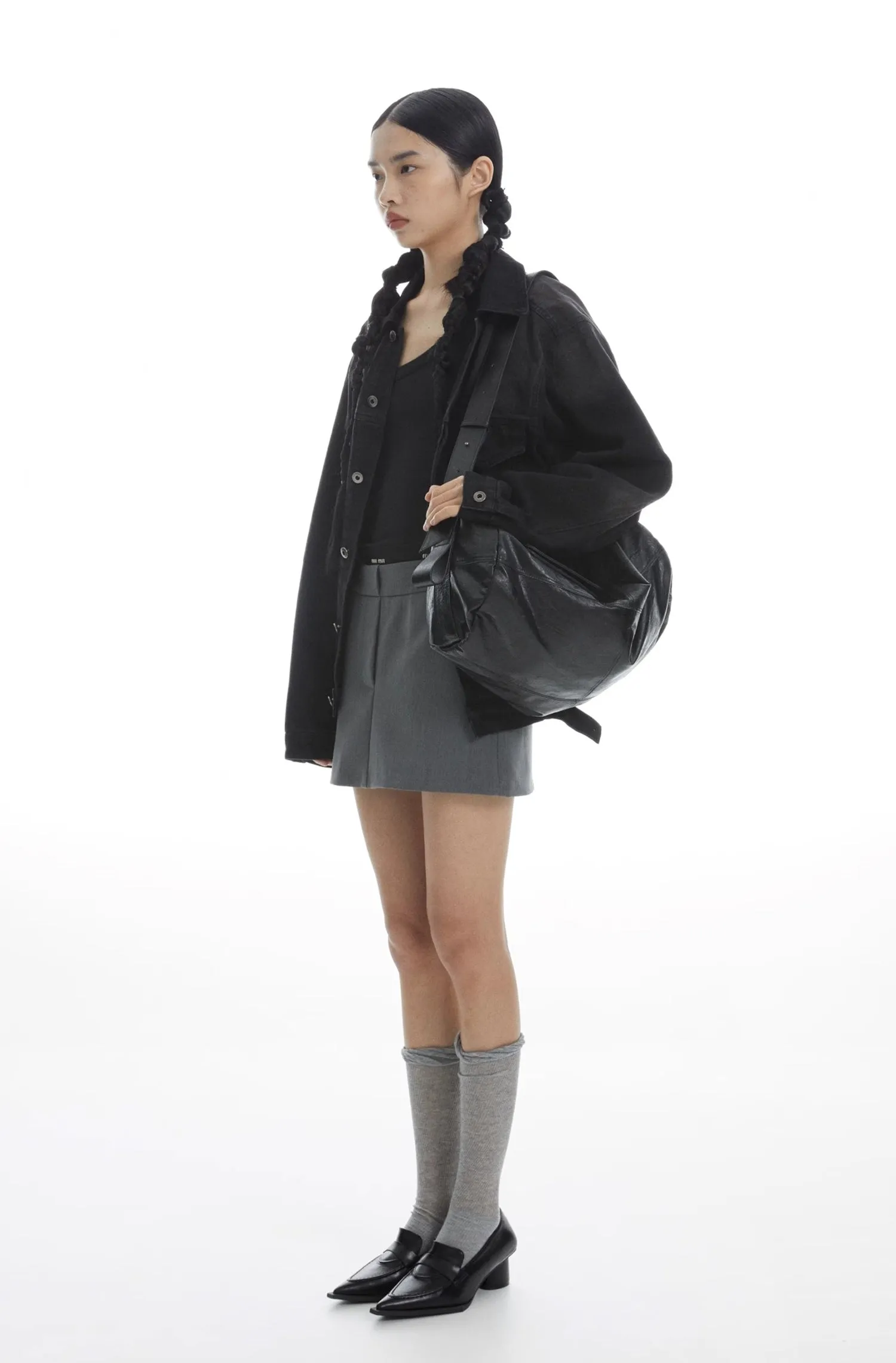 Chic Roll-Up Biker Soft Leather Shoulder Bag