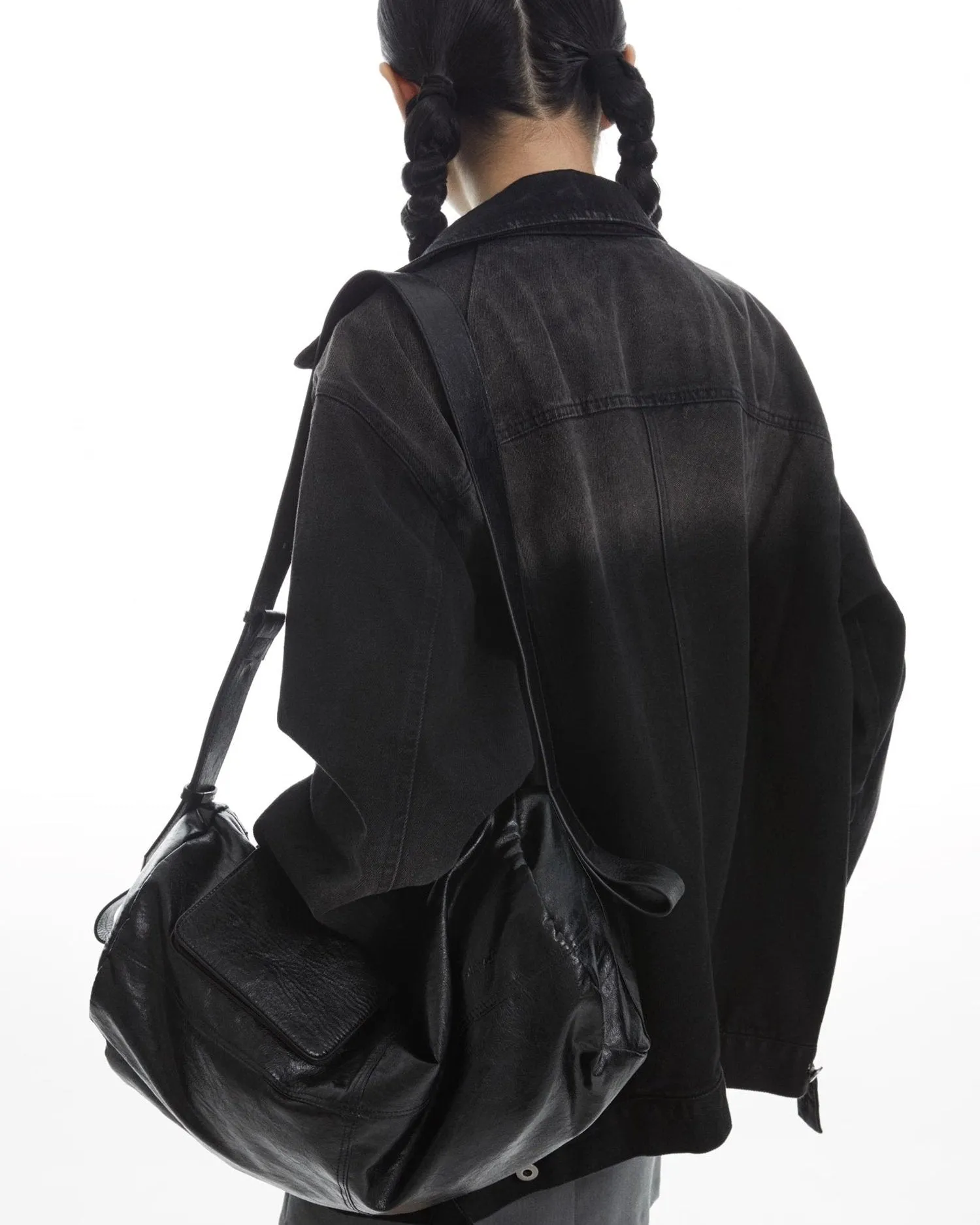 Chic Roll-Up Biker Soft Leather Shoulder Bag