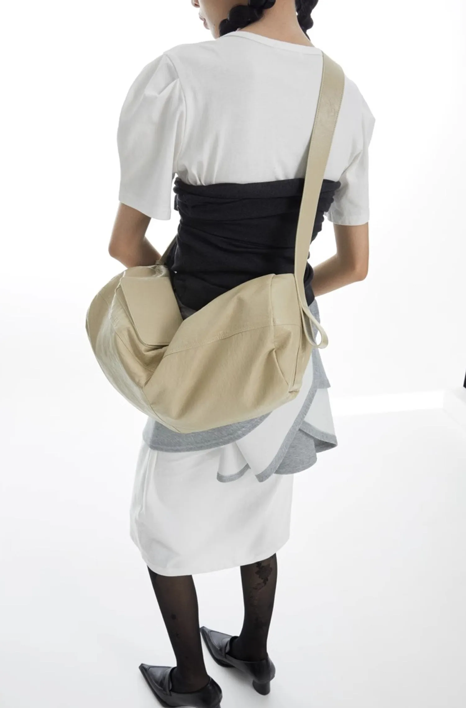 Chic Roll-Up Biker Soft Leather Shoulder Bag