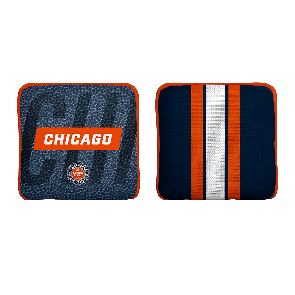 Chicago Football Gameday Stripes Synergy Edge Cornhole Bags
