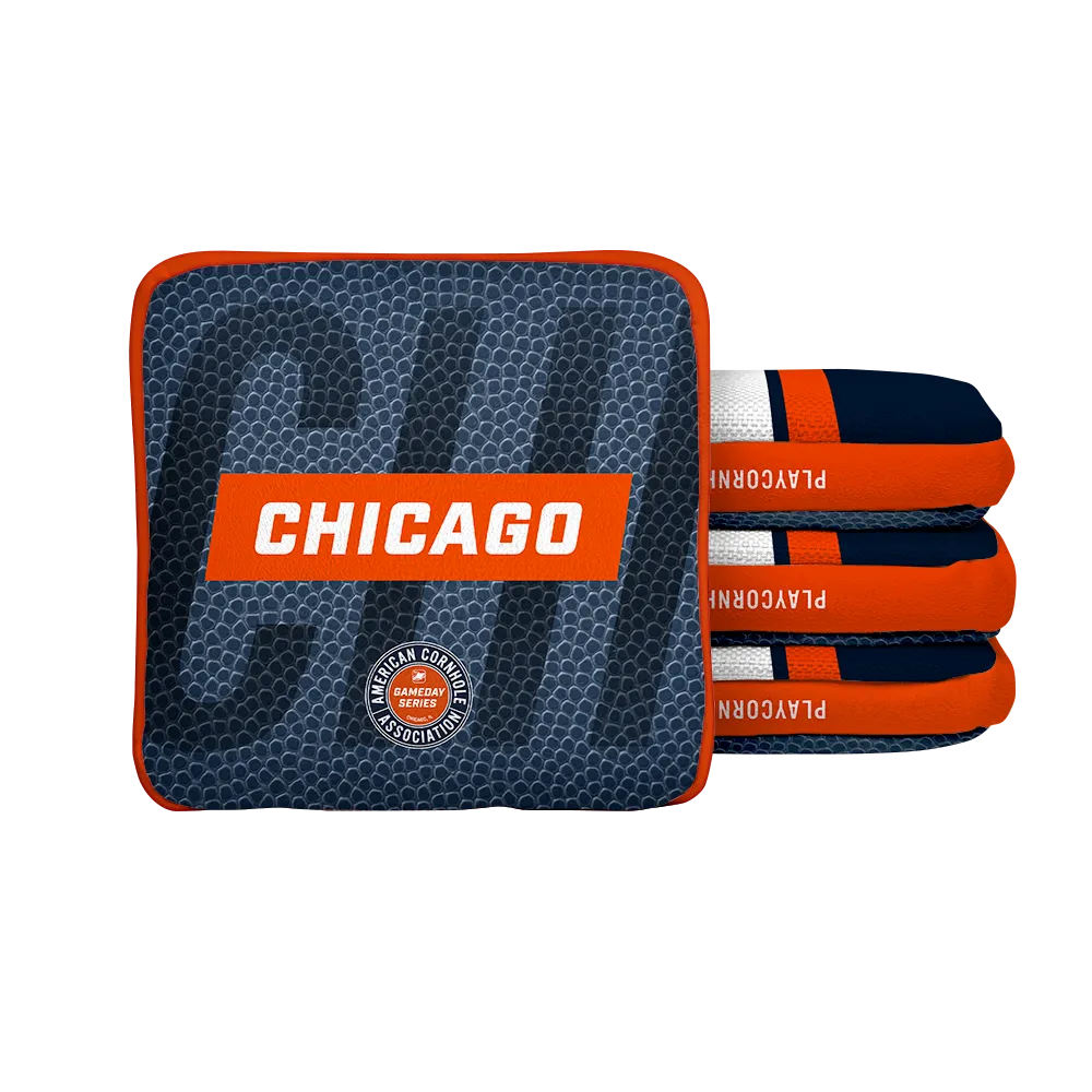 Chicago Football Gameday Stripes Synergy Edge Cornhole Bags