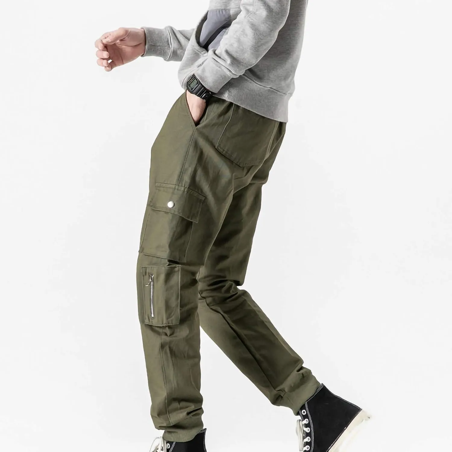 Chinos Pants Men Slim Fit Summer Men Fashion Sports Cargo Pants Straight Leg Loose Shorts Beach Pants