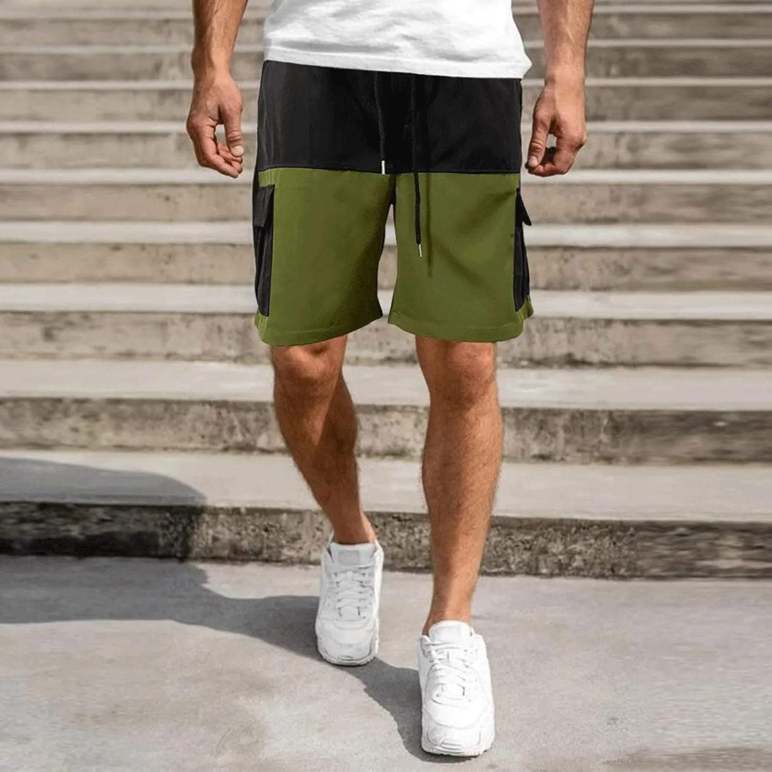 Chinos Pants Men Slim Fit Summer Men Fashion Sports Cargo Pants Straight Leg Loose Shorts Beach Pants