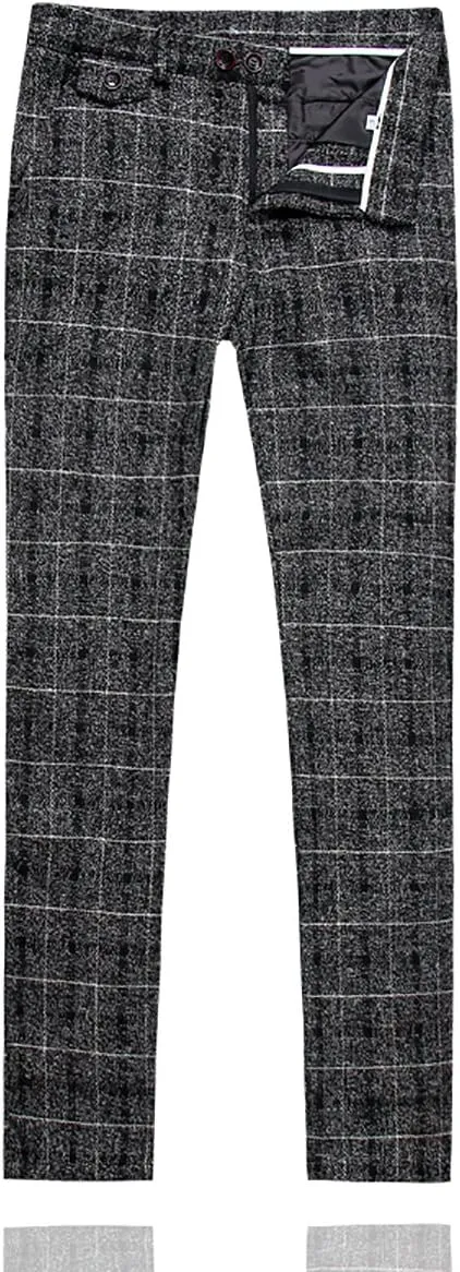 Cloudstyle Men's 3-Piece Dress Suit Plaid 1 Button Slim Fit Single-Breasted Wedding Blazer