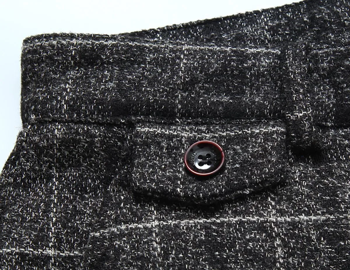Cloudstyle Men's 3-Piece Dress Suit Plaid 1 Button Slim Fit Single-Breasted Wedding Blazer