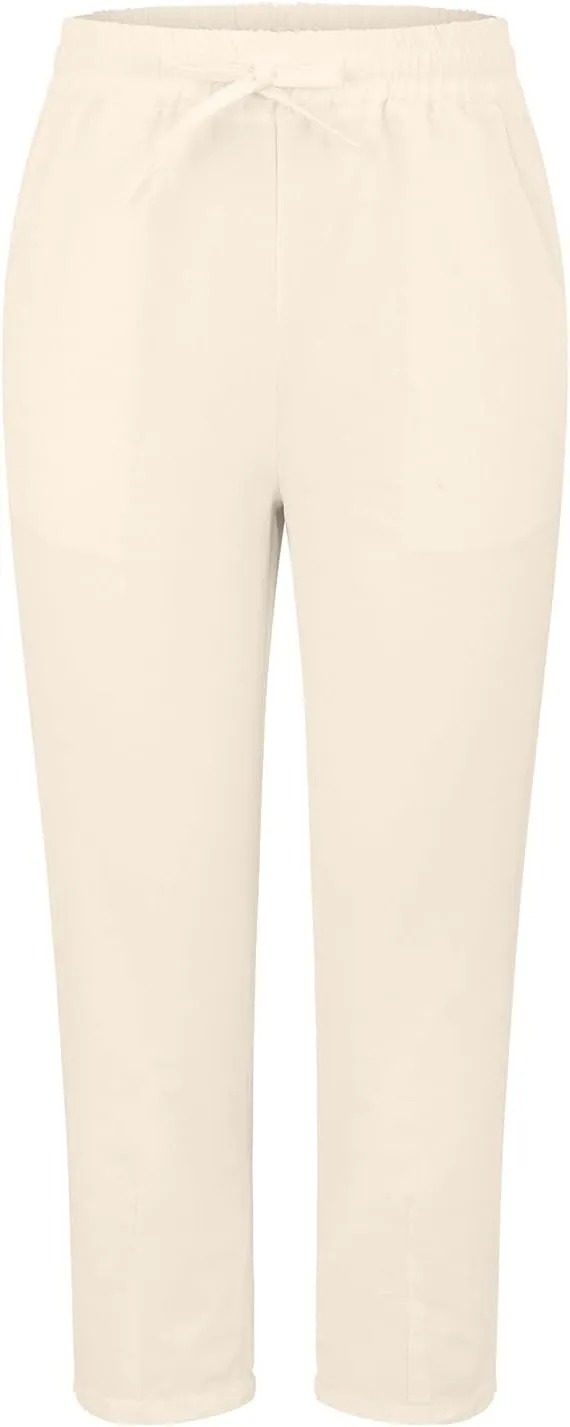 Cotton Linen Pants Women Lightweight Summer Joggers Drawstring Straight Leg Trousers Casual Beach Pants with Pockets