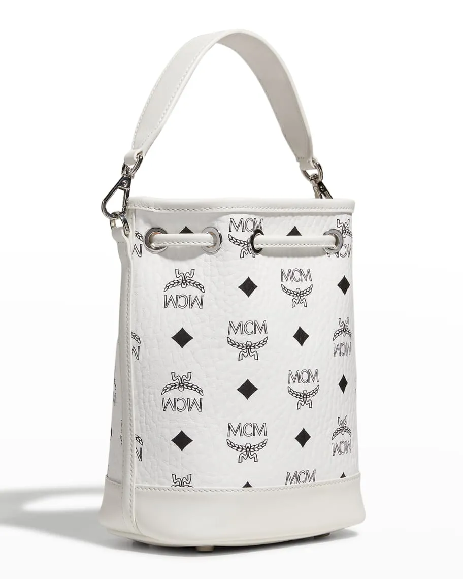 Dessau Visetos Mini Bucket Bag with MCM Drawstring