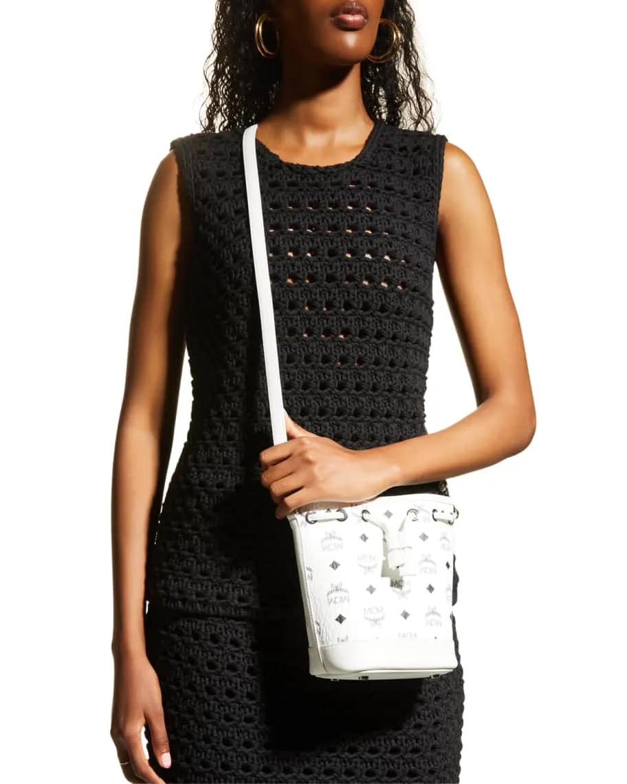 Dessau Visetos Mini Bucket Bag with MCM Drawstring
