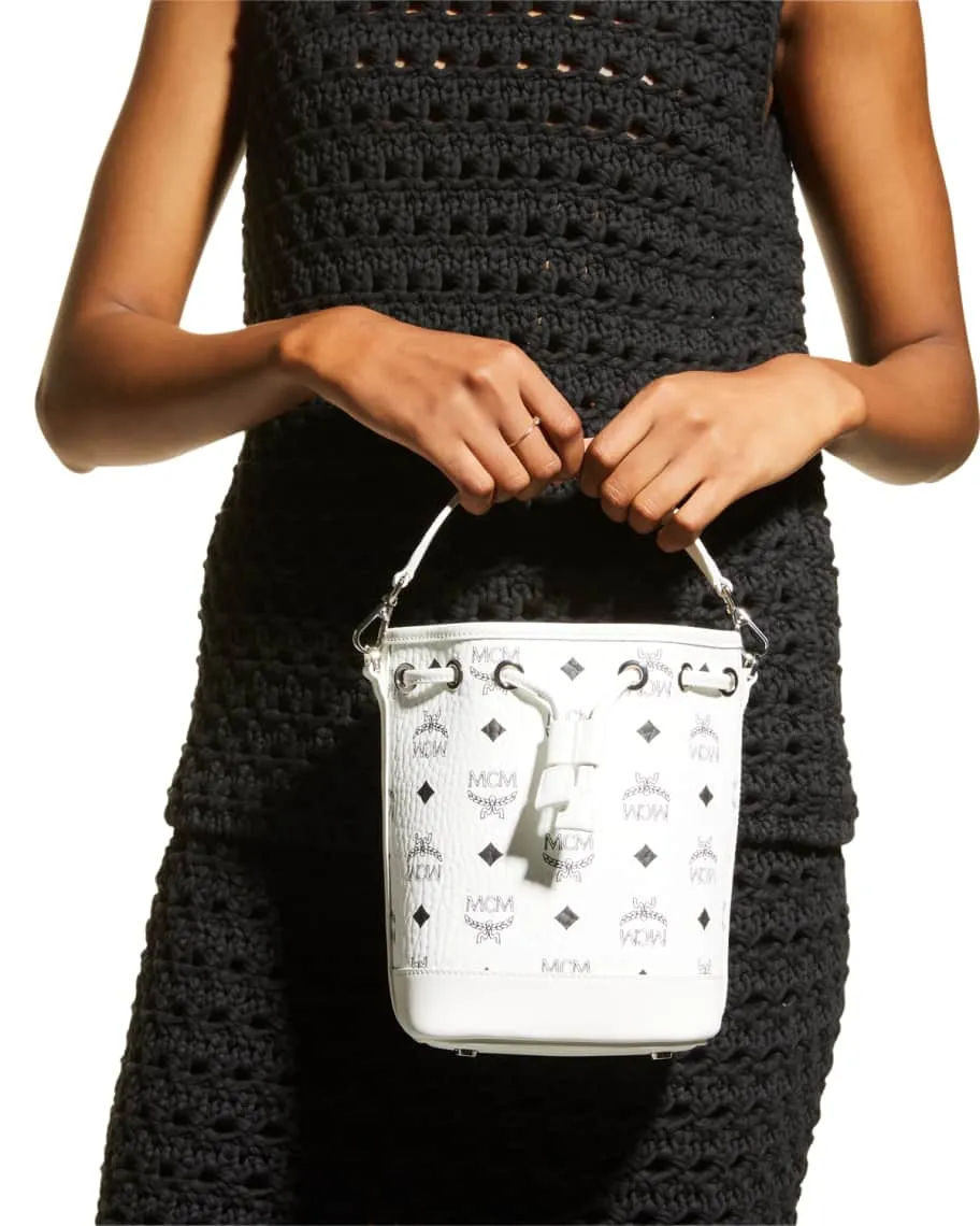 Dessau Visetos Mini Bucket Bag with MCM Drawstring