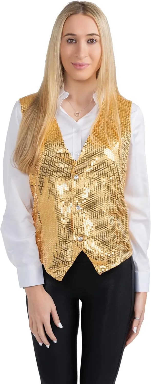 Dress Up America Sequin Vest for Men and Women - Adults Shiny Dance Vest - Disco Party Costume Vests