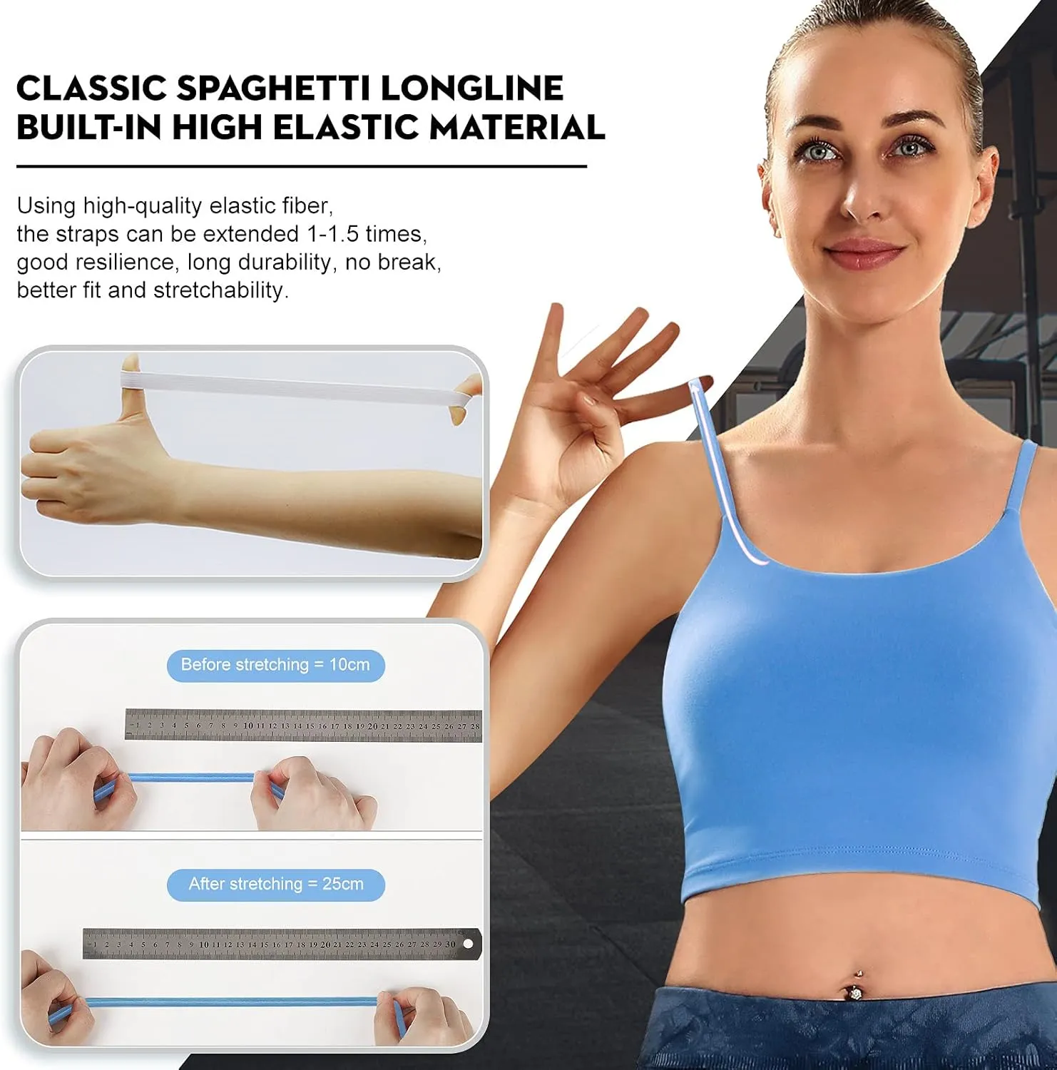 ECOPARTY Sports Bras for Women Quick-Dry Padded Wirefree Workout Crop Cute Tank Tops Camisole Yoga Fitness Running Gym
