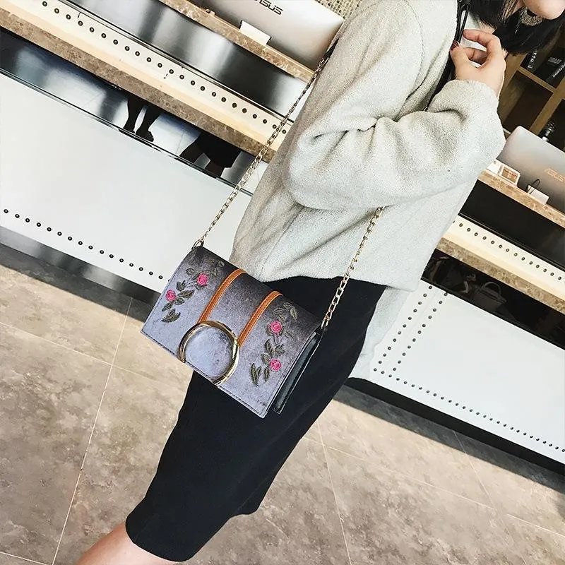 Embroidery Women Bags Velvet Luxury Handbags