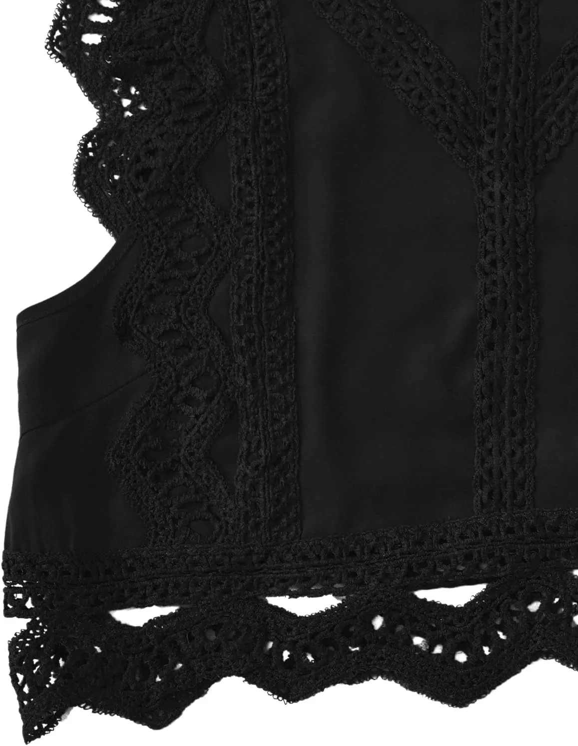 Floerns Women's Mock Neck Guipure Lace Trim Embroidery Blouse Tops
