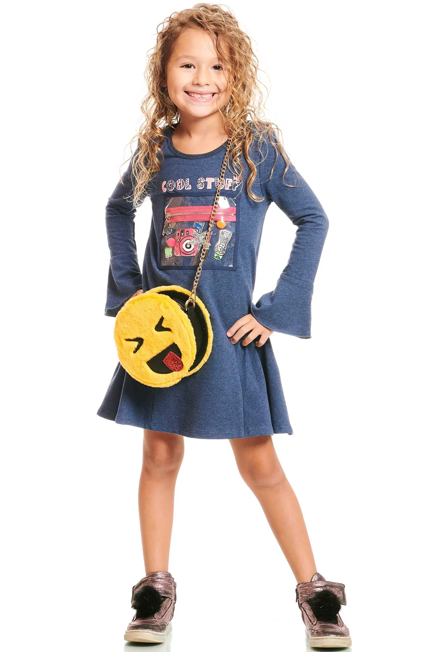 Girls Emoji Faux Fur Cross Body Bag
