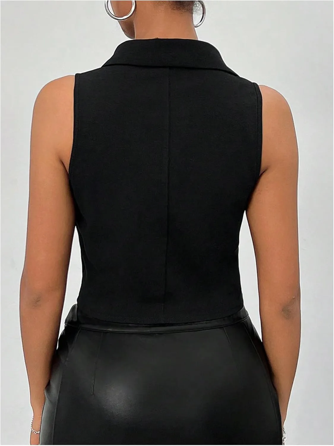 GORGLITTER Women's Button Down Blazer Vest Casual Sleeveless Lapel Dressy Waistcoat Vests Fashion