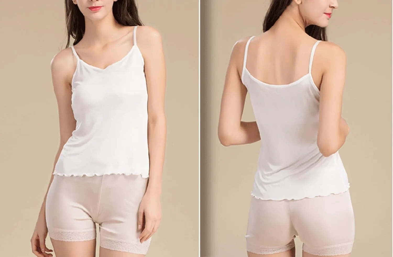 Halter Vest for Women, Cute Summer Tops for Women Crew Neck White Mulberry Silk Womens Summer Fashion Camisole(Large)
