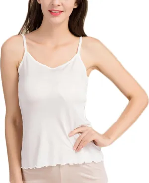Halter Vest for Women, Cute Summer Tops for Women Crew Neck White Mulberry Silk Womens Summer Fashion Camisole(Large)