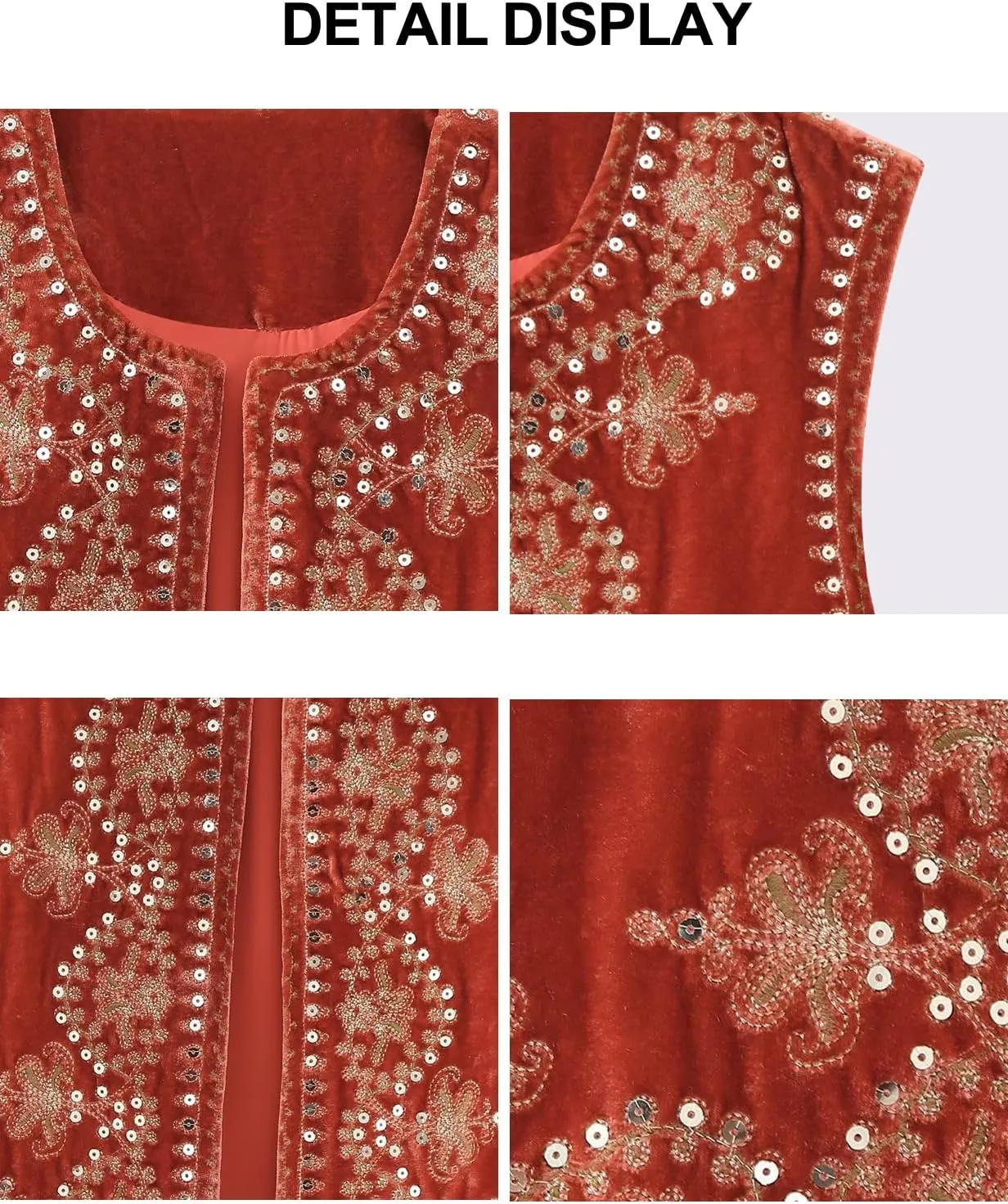 hathne Floral Embroidered Vest for Women Boho Vintage Sleeveless Open Front Cardigan Shirt Waistcoat