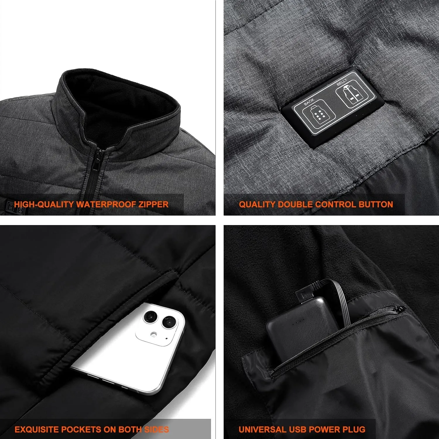 Heated Vest for Men Women, USB Electric Rechargeable Jacket 11 Heating Warming Vests for Fishing Hunting