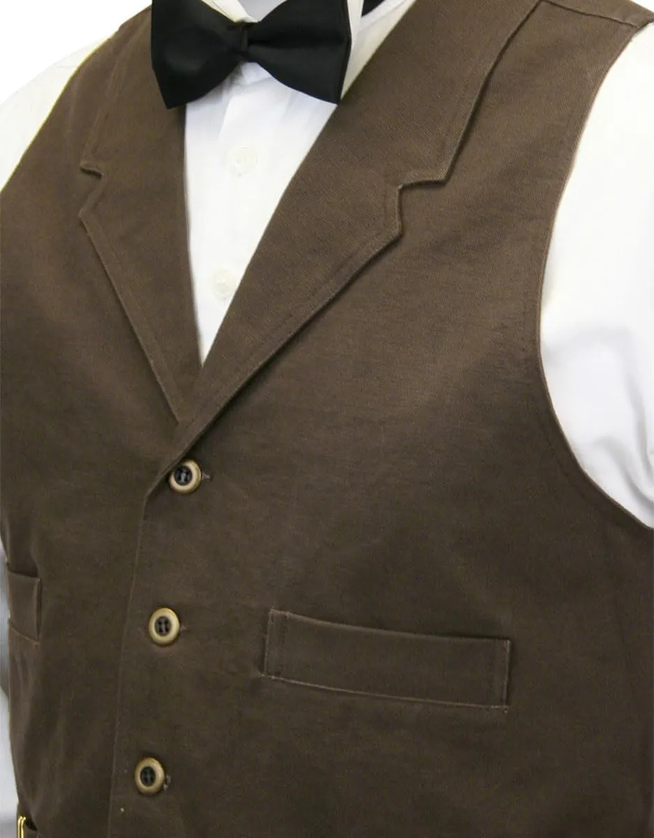 Historical Emporium Men's Cotton Canvas Casual Work Vest, Victorian Old West Edwardian Classic Waistcoat