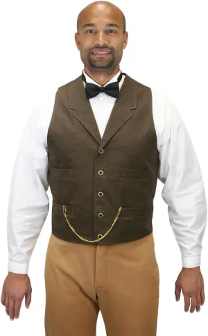 Historical Emporium Men's Cotton Canvas Casual Work Vest, Victorian Old West Edwardian Classic Waistcoat