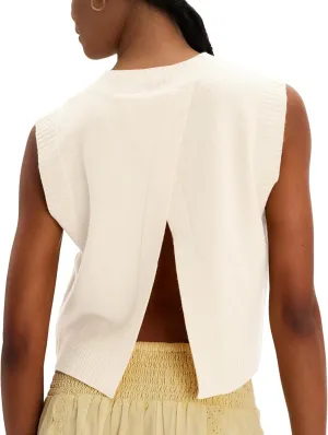 Hixiaohe Sleeveless Sweater Vest for Women Trendy Crewneck Knit Vests Cute Lightweight Pullover Tank Tops Casual Outfits