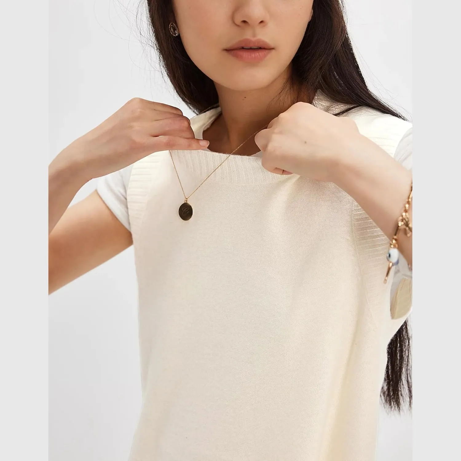 Hixiaohe Sleeveless Sweater Vest for Women Trendy Crewneck Knit Vests Cute Lightweight Pullover Tank Tops Casual Outfits
