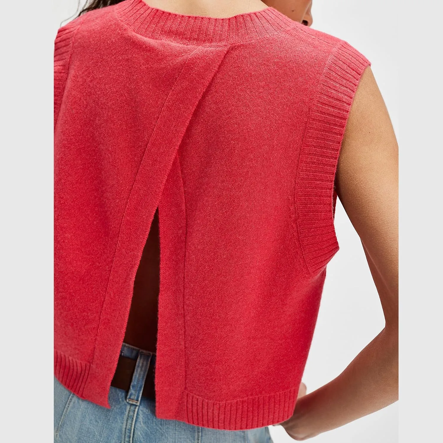 Hixiaohe Sleeveless Sweater Vest for Women Trendy Crewneck Knit Vests Cute Lightweight Pullover Tank Tops Casual Outfits