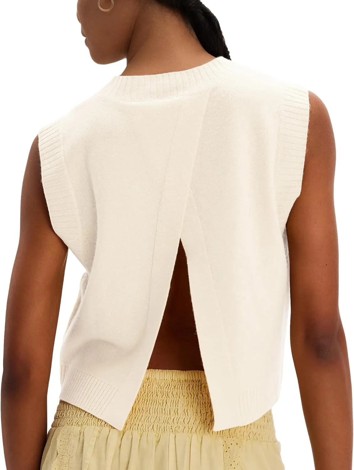 Hixiaohe Sleeveless Sweater Vest for Women Trendy Crewneck Knit Vests Cute Lightweight Pullover Tank Tops Casual Outfits