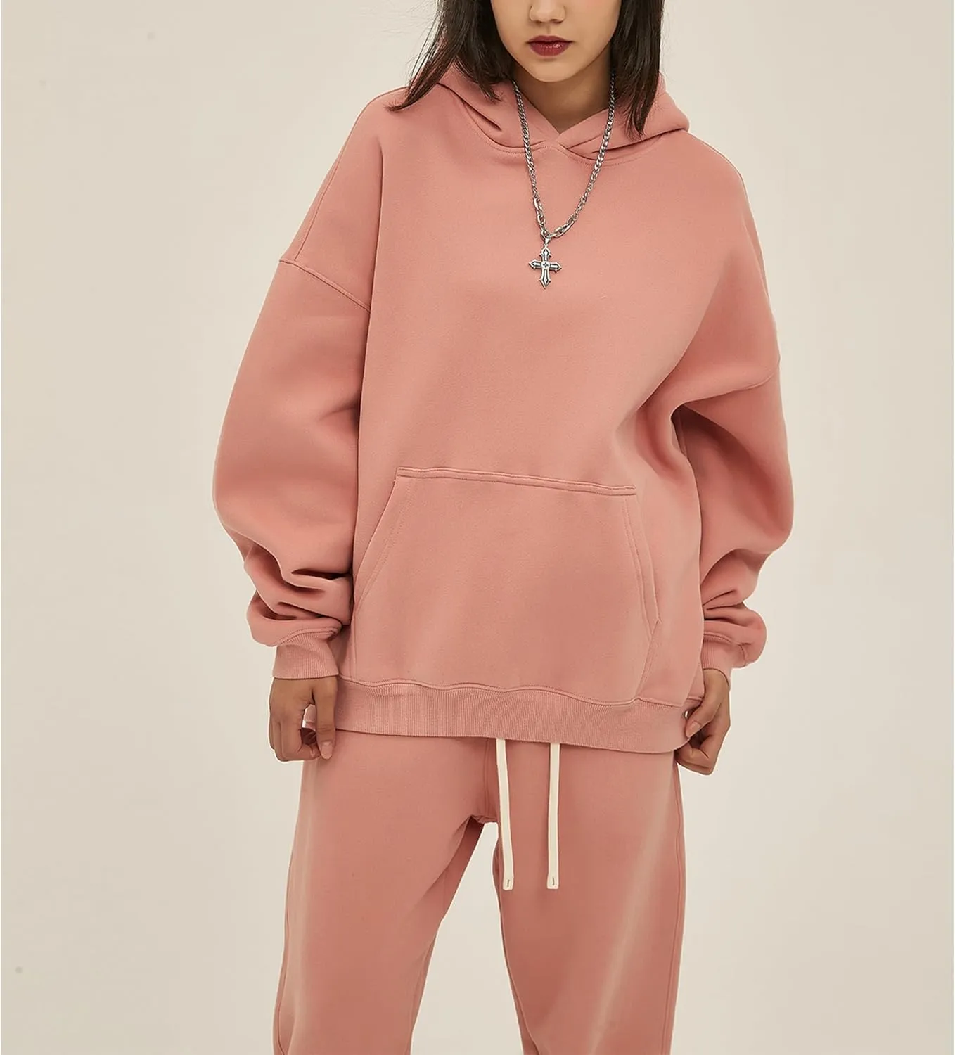 Hixiaohe Womens Oversized Fleece Hoodie Long Sleeve Sweatshirt Fleece Heavyweight Pullover Tops Fall Outfits with Pockets