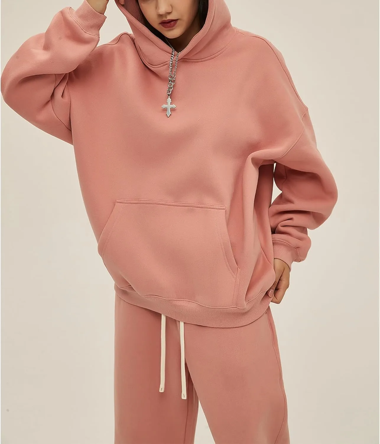 Hixiaohe Womens Oversized Fleece Hoodie Long Sleeve Sweatshirt Fleece Heavyweight Pullover Tops Fall Outfits with Pockets
